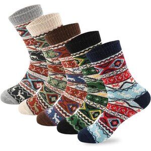 New 5 Pairs Wool Socks for Women - Cute Fuzzy Warm Colorful Crew Socks